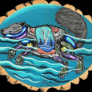 Beaver Swimming on Wood