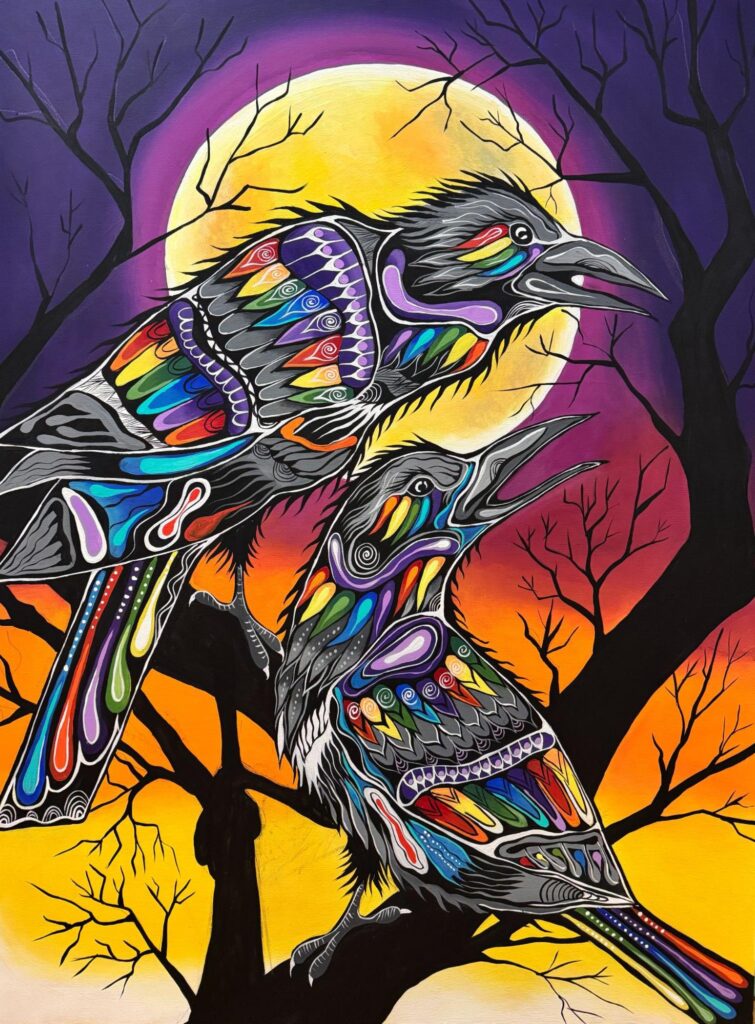 A securely packaged original Woodland style painting being prepared for shipment to a collector, including a certificate of authenticity.