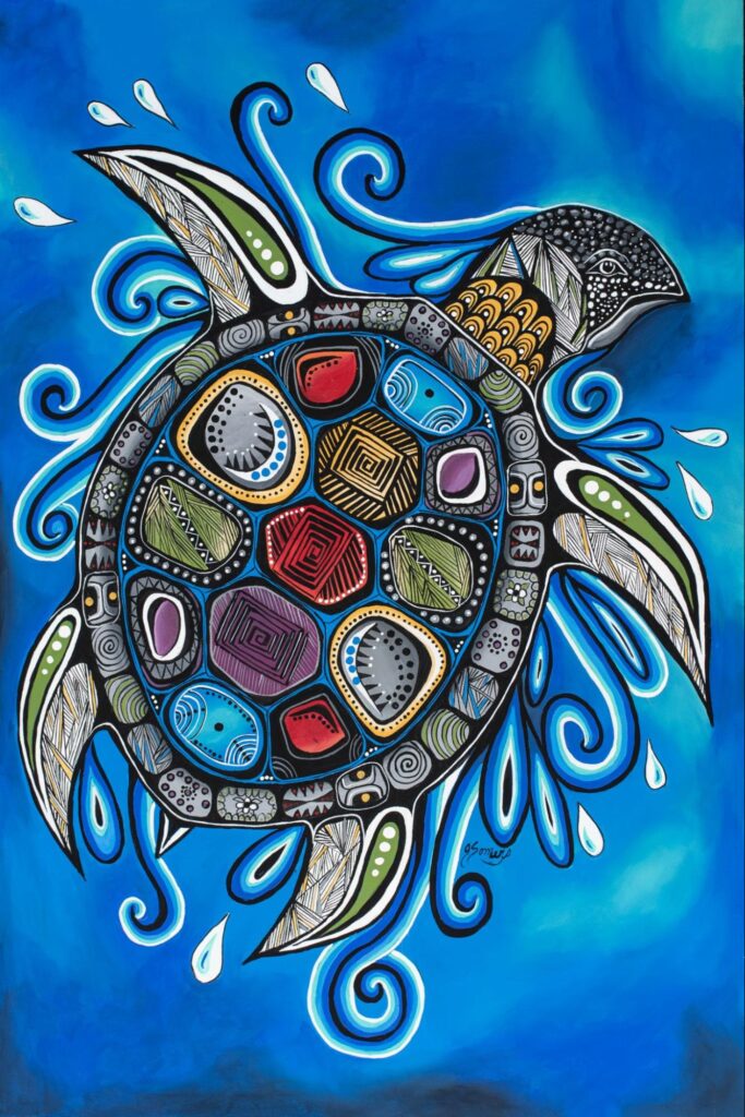 A macro close-up of an original Focal Point Artistry painting, revealing the raised texture of acrylic paint and the distinct hand-painted brushstrokes that separate original work from prints.