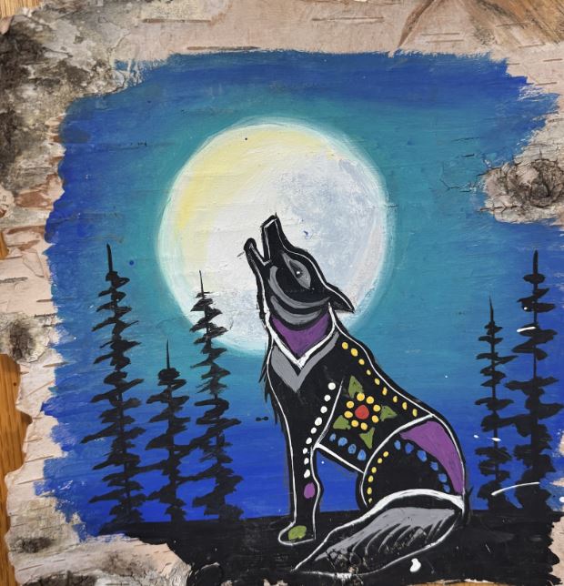 An outdoor educational session led by Jessica Somers, connecting traditional Indigenous land-based knowledge with nature-inspired art and environmental stewardship.