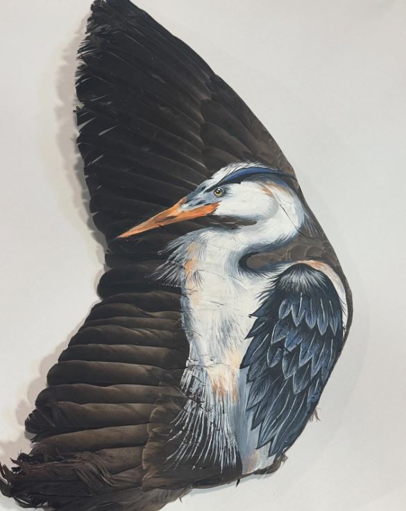 A side-angle view of a Focal Point Artistry painting mounted inside a shadow box frame, highlighting the depth and dimensional presentation of the artwork.